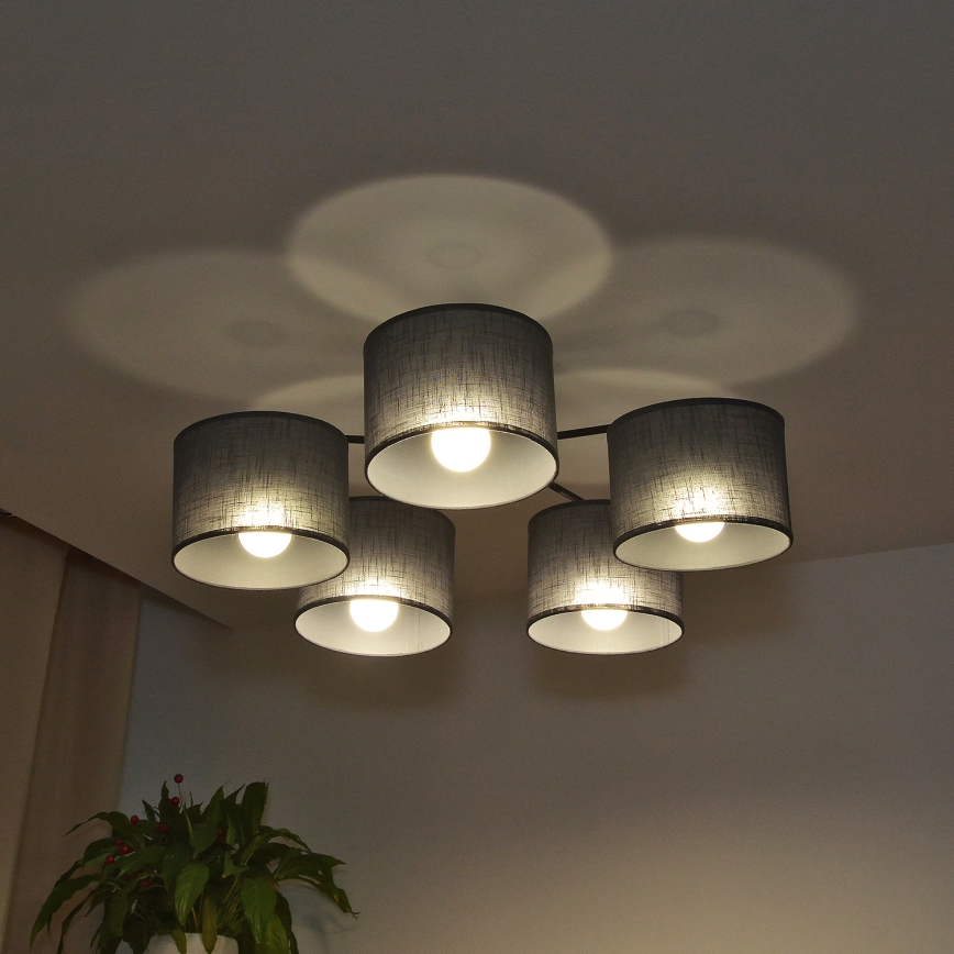 Plafondkroonluchter ALBA 5xE27/15W/230V grijs