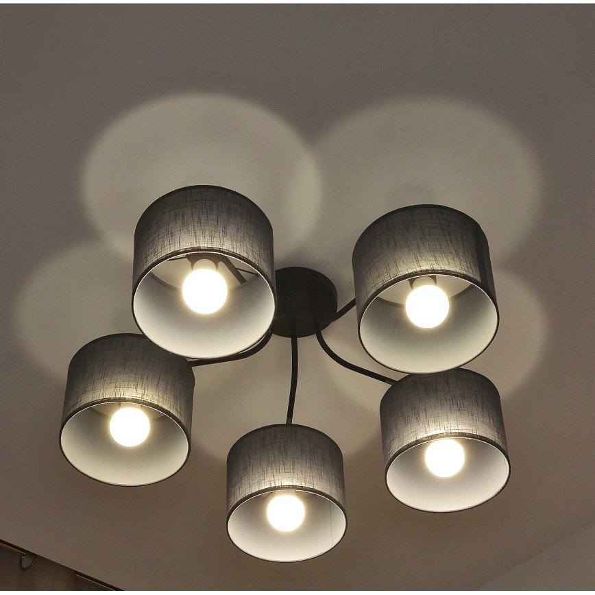 Plafondkroonluchter ALBA 5xE27/15W/230V grijs