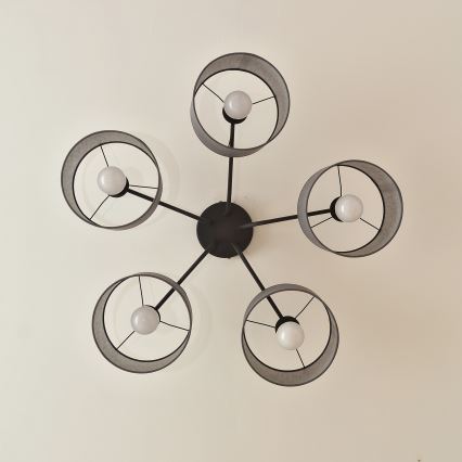 Plafondkroonluchter ALBA 5xE27/15W/230V grijs