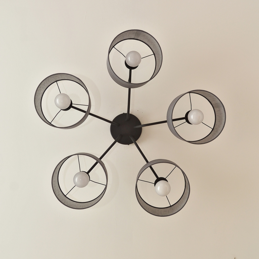 Plafondkroonluchter ALBA 5xE27/15W/230V grijs