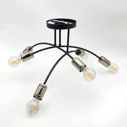 Plafondkroonluchter ANYA 6xE27/15W/230V zwart/goud