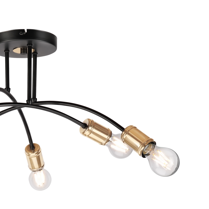 Plafondkroonluchter ANYA 6xE27/15W/230V zwart/goud