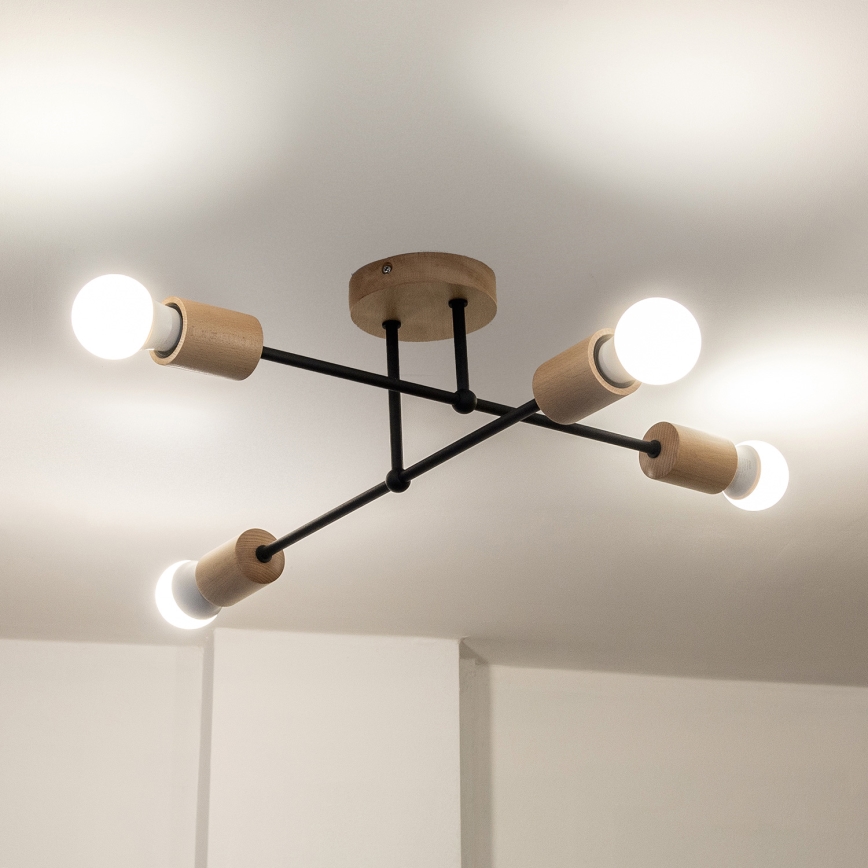 Plafondkroonluchter CAMBRIDGE 4xE27/15W/230V, grenen