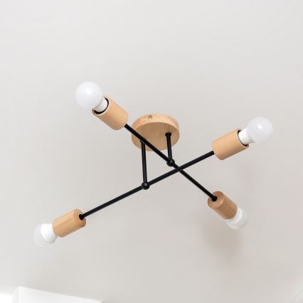 Plafondkroonluchter CAMBRIDGE 4xE27/15W/230V, grenen