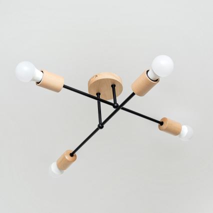 Plafondkroonluchter CAMBRIDGE 4xE27/15W/230V, grenen