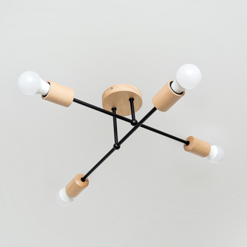 Plafondkroonluchter CAMBRIDGE 4xE27/15W/230V, grenen