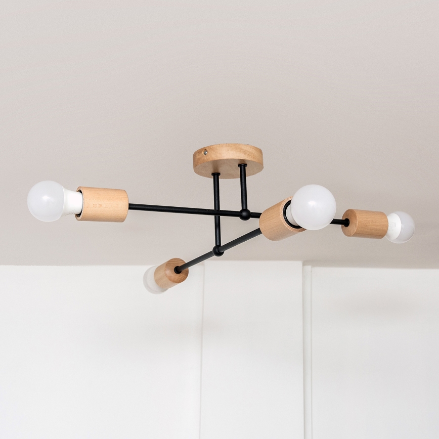 Plafondkroonluchter CAMBRIDGE 4xE27/15W/230V, grenen