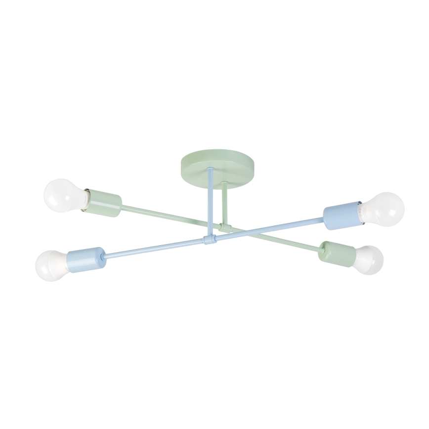 Plafondkroonluchter CAMBRIDGE 4xE27/15W/230V groen/blauw