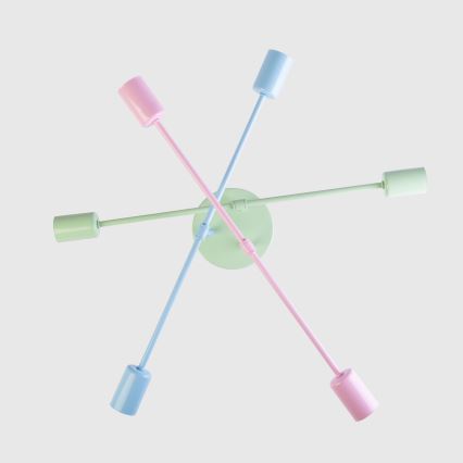 Plafondkroonluchter CAMBRIDGE 6xE27/15W/230V groen/blauw/roze