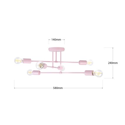 Plafondkroonluchter CAMBRIDGE 6xE27/15W/230V roze
