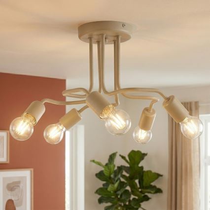 Plafondkroonluchter CHARLIE 5xE27/15W/230V beige