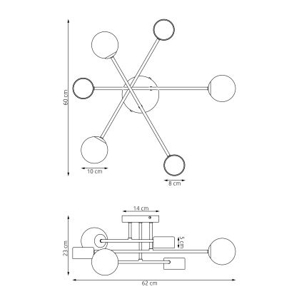 Plafondkroonluchter HOLON 3xG9/8W/230V + 3xGX53/12W, zwart