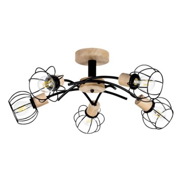 Plafondkroonluchter VIVIANE 5xE27/60W/230V eik