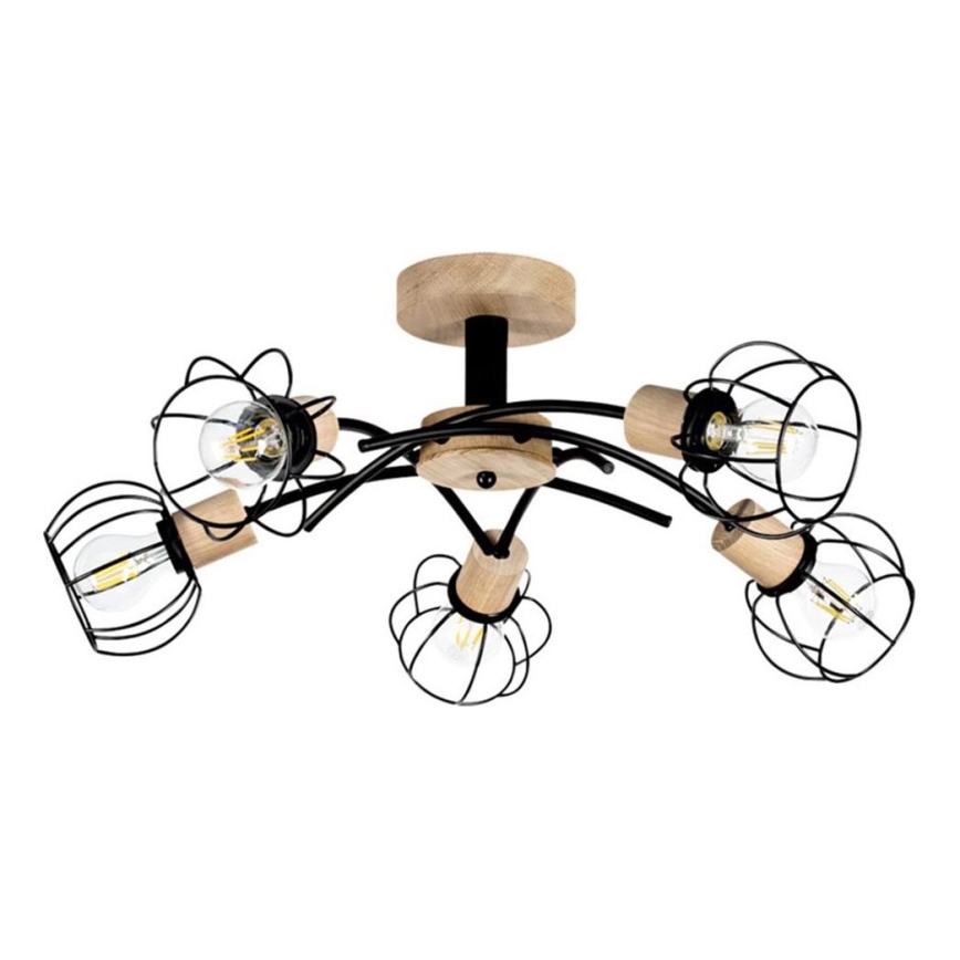 Plafondkroonluchter VIVIANE 5xE27/60W/230V eik