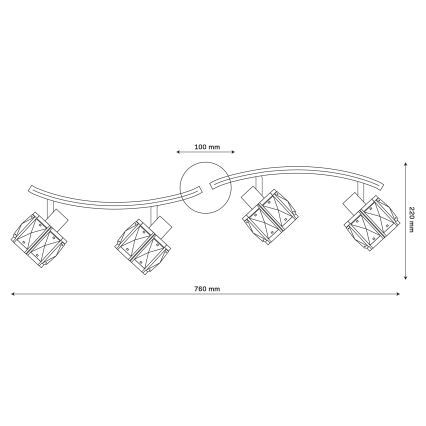 Plafondkroonluchter ZAHARA 4xE27/10W/230V zwart