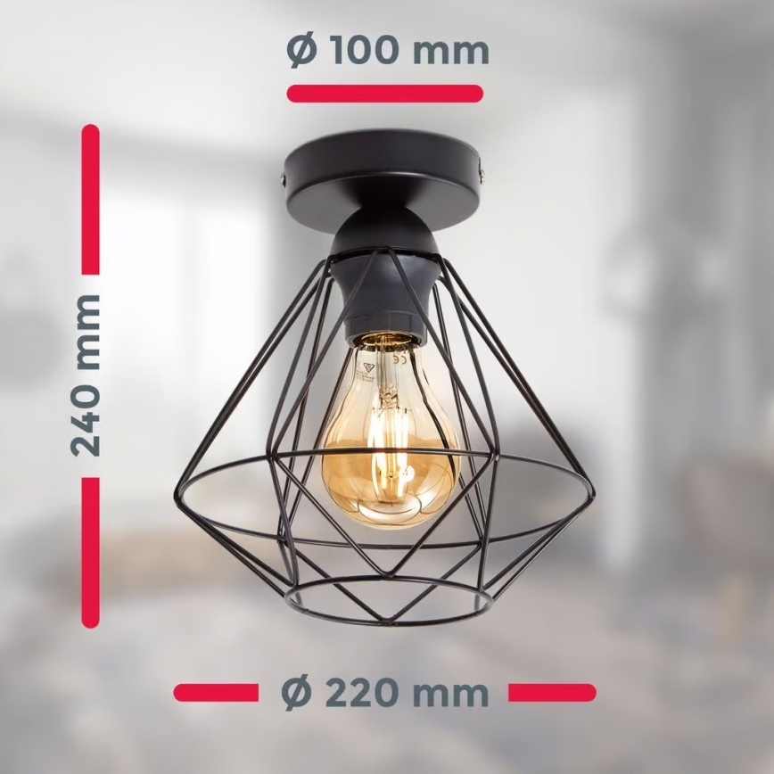 Plafondlamp 1xE27/40W/230V zwart