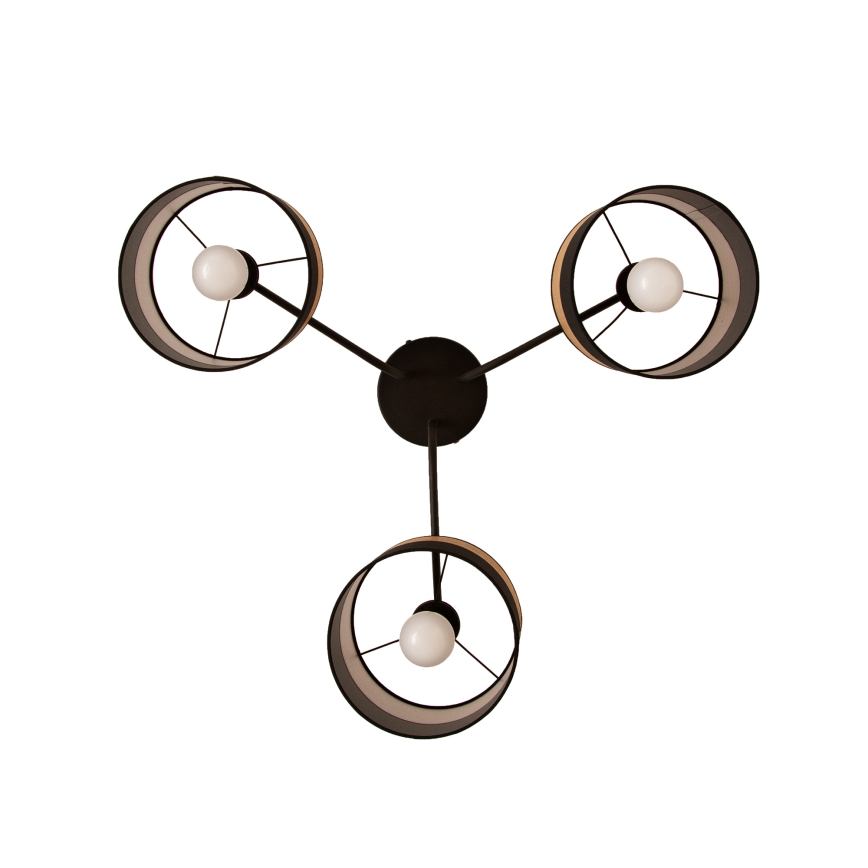 Plafondlamp ALBA 3xE27/15W/230V Ø 66 cm zwart/bruin