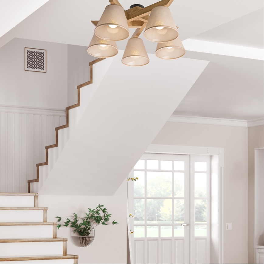 Plafondlamp ANTONIO 5xE14/40W/230V, eiken