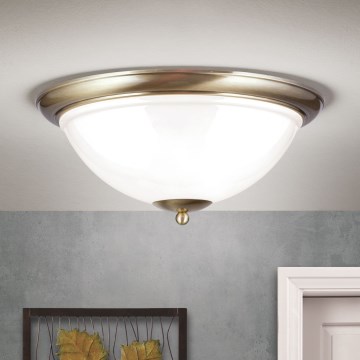 Plafondlamp AUSTRIAN OLD LAMP 3xE27/60W/230V diameter 50 cm brons/wit