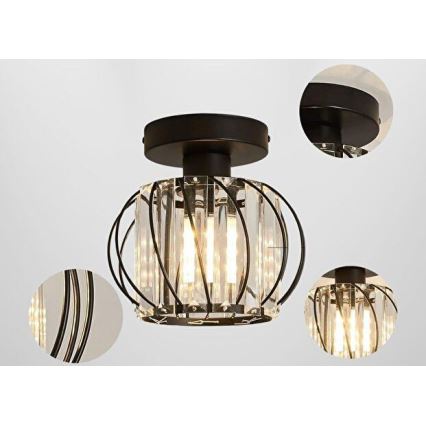 Plafondlamp BELLA 1xE27/40W/230V Ø 20 cm zwart