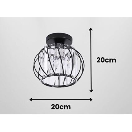 Plafondlamp BELLA 1xE27/40W/230V Ø 20 cm zwart