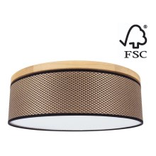 Plafondlamp BENITA 2xE27/25W/230V diameter 48 cm bruin/eiken – FSC gecertificeerd