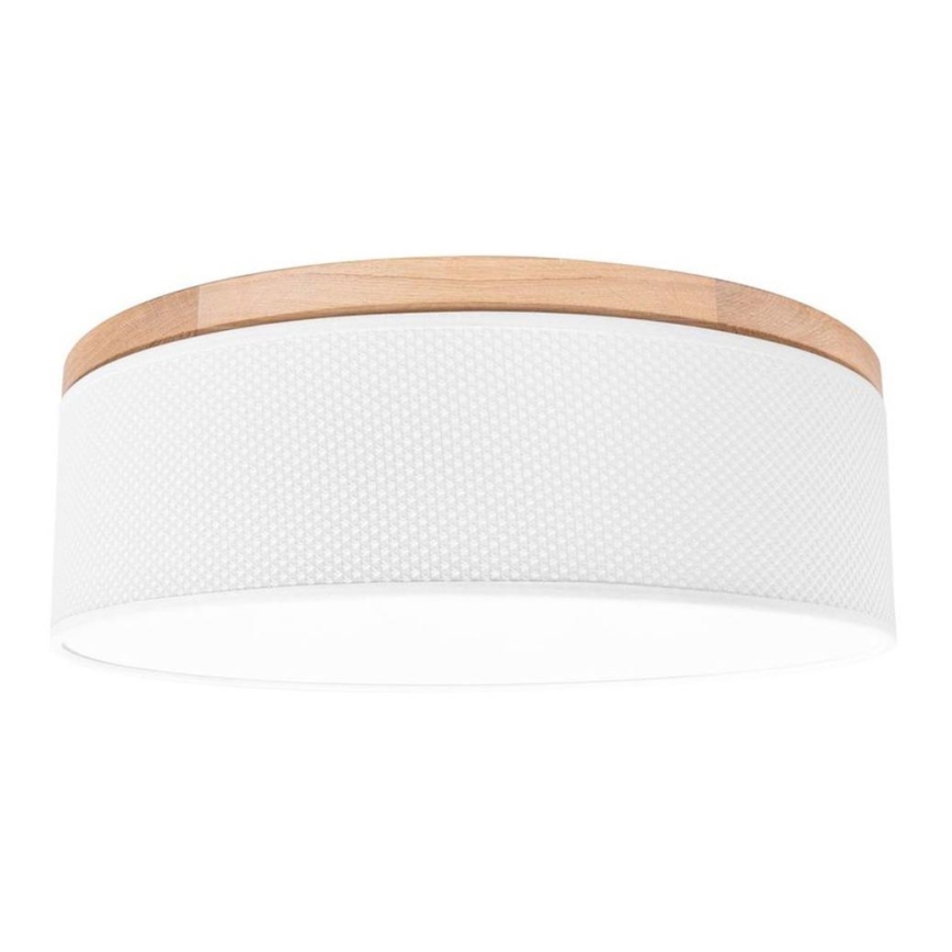 Plafondlamp BENITA 2xE27/25W/230V diameter 48 cm wit/eiken