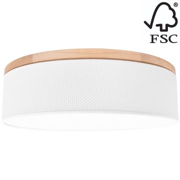 Plafondlamp BENITA 4xE27/25W/230V diameter 58 cm wit/eiken – FSC gecertificeerd