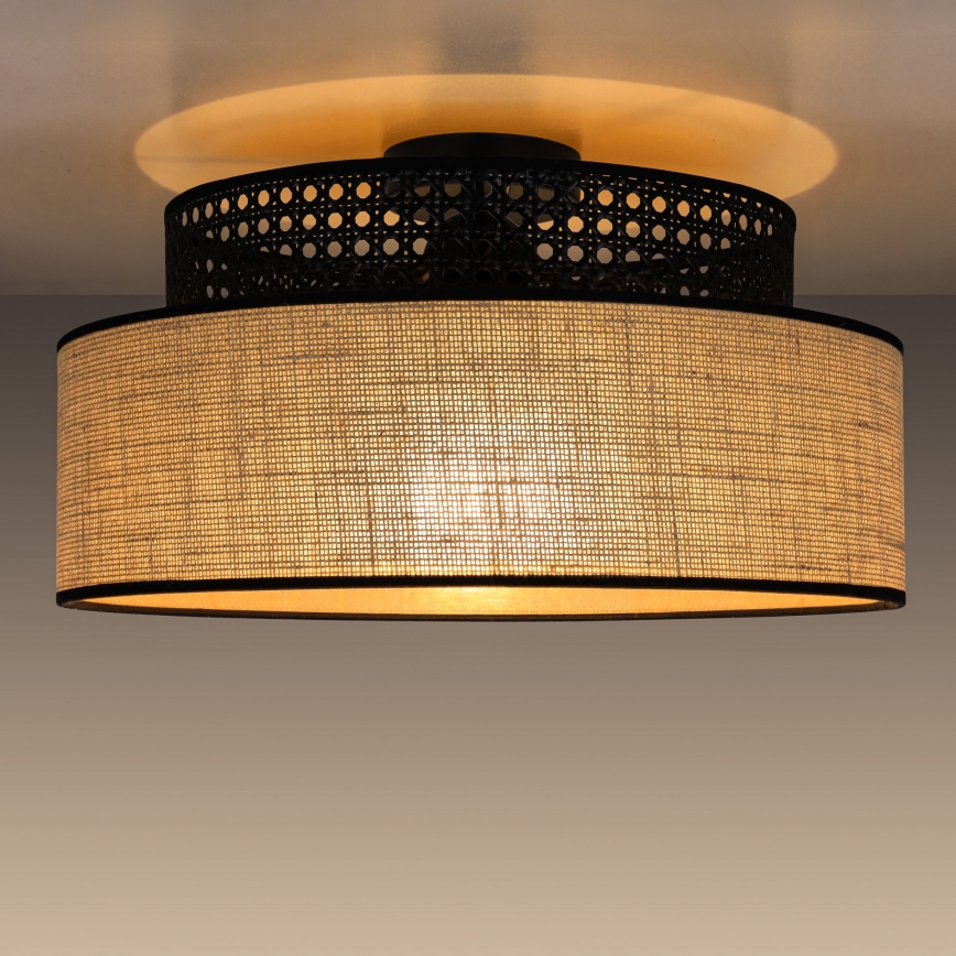 Plafondlamp BOHO 1xE27/60W/230V zwart/rotan
