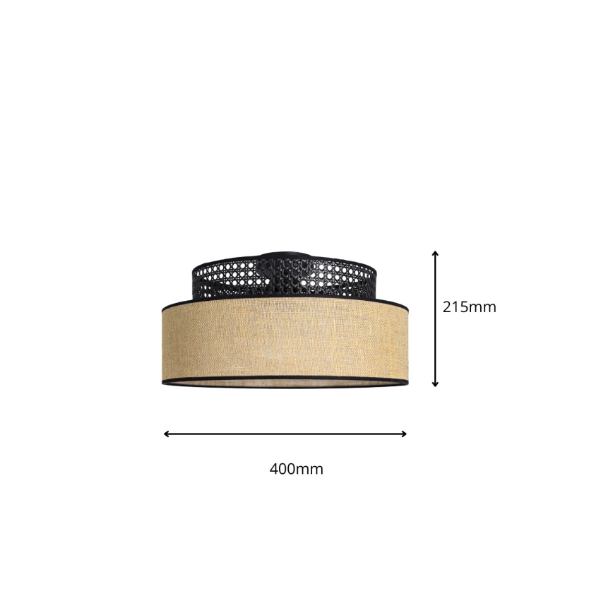 Plafondlamp BOHO 1xE27/60W/230V zwart/rotan