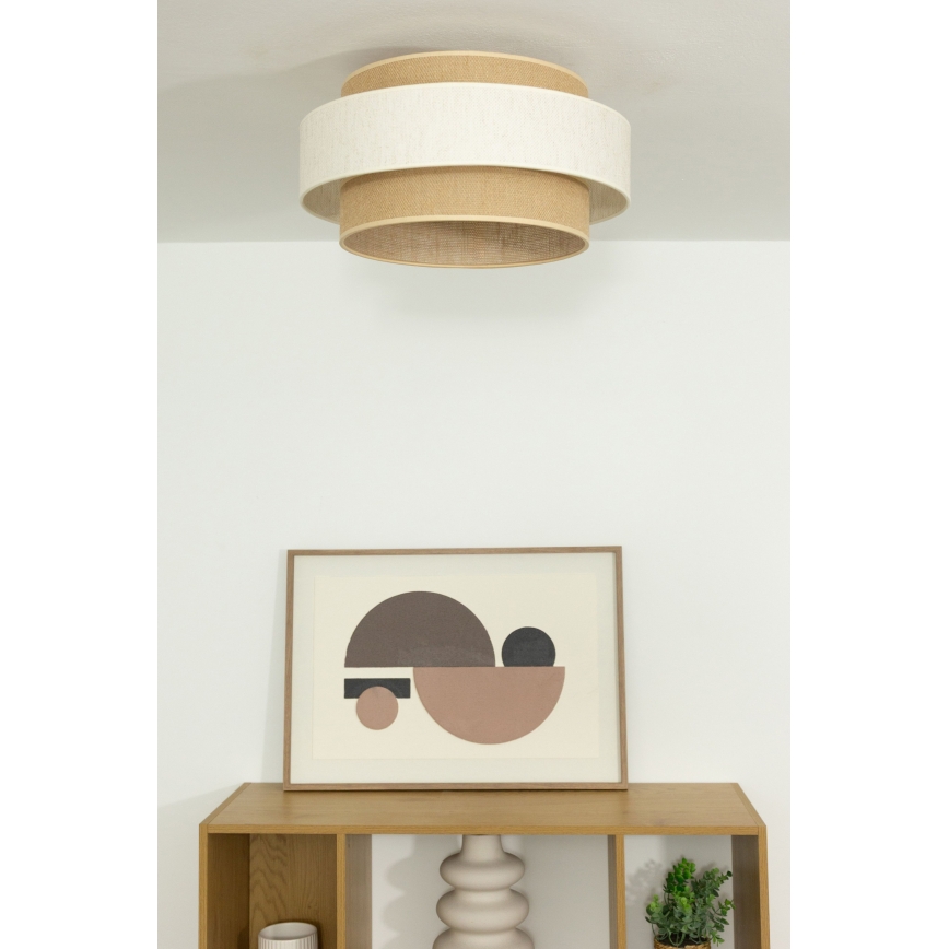 Plafondlamp BOHO 1xE27/60W/230V Ø 40 cm crème/jute