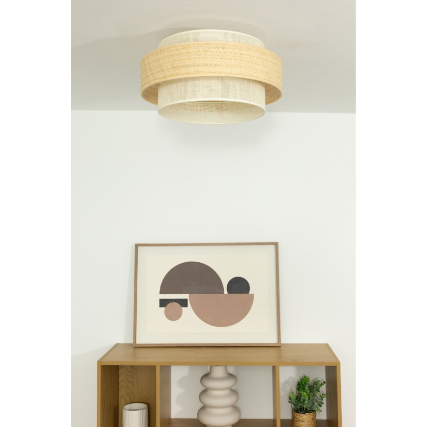Plafondlamp BOHO 1xE27/60W/230V Ø 40 cm jute/crèmekleurig