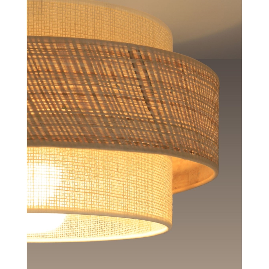 Plafondlamp BOHO 1xE27/60W/230V Ø 40 cm jute/crèmekleurig
