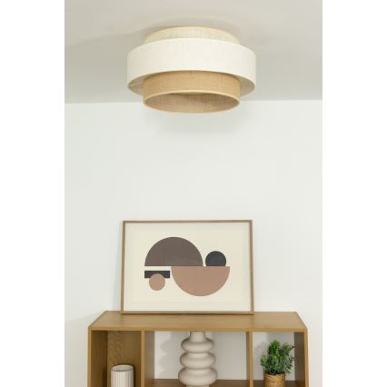 Plafondlamp BOHO 1xE27/60W/230V Ø 40 cm wit/jute