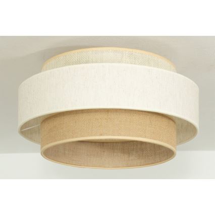 Plafondlamp BOHO 1xE27/60W/230V Ø 40 cm wit/jute