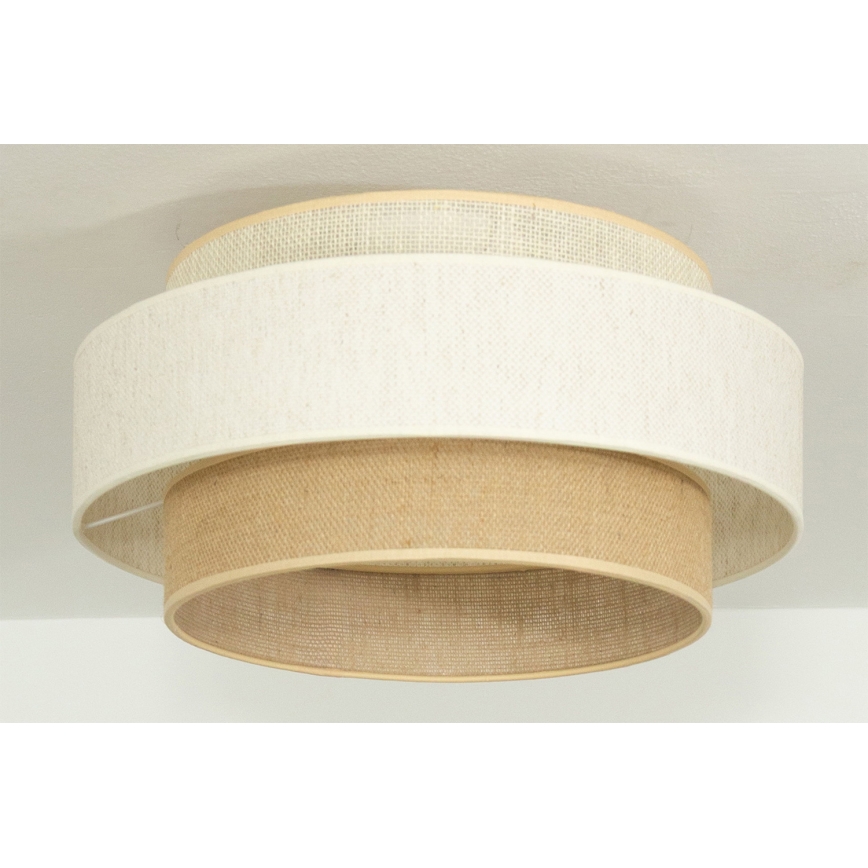 Plafondlamp BOHO 1xE27/60W/230V Ø 40 cm wit/jute