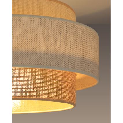 Plafondlamp BOHO 1xE27/60W/230V Ø 40 cm wit/jute