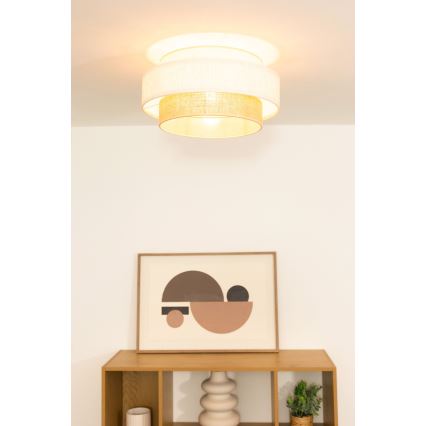 Plafondlamp BOHO 1xE27/60W/230V Ø 40 cm wit/jute