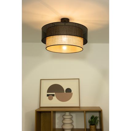 Plafondlamp BORHO 1xE27/60W/230V zwart/jute