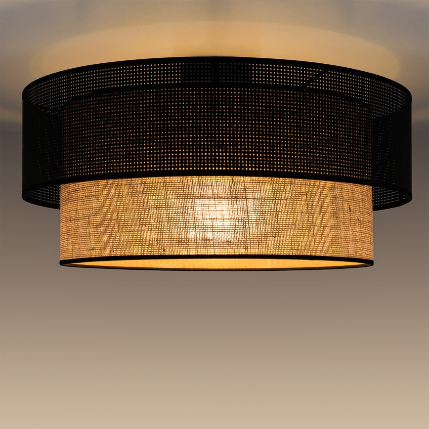 Plafondlamp BORHO 1xE27/60W/230V Ø 40 cm zwart/jute