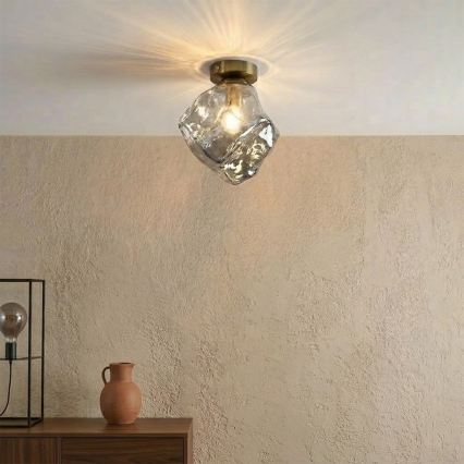 Plafondlamp CRISTAL 1xE14/15W/230V messing/rookzwart