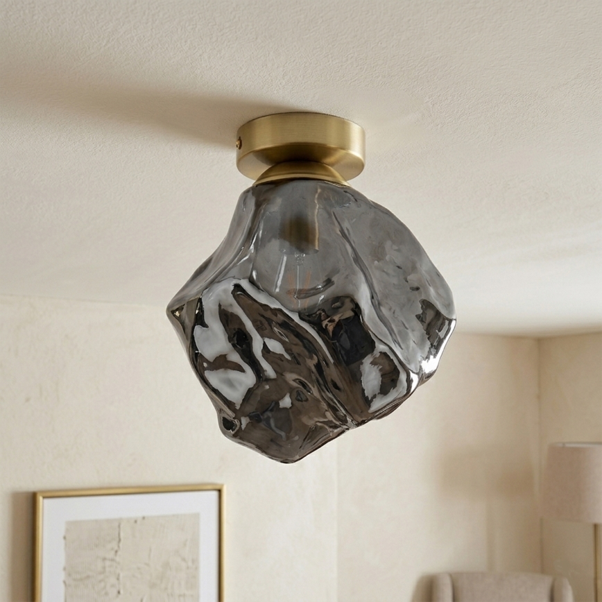 Plafondlamp CRISTAL 1xE14/15W/230V messing/rookzwart