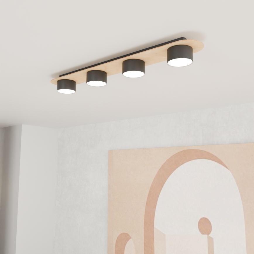 Plafondlamp DIAZ 4xGX53/12W/230V zwart/bruin