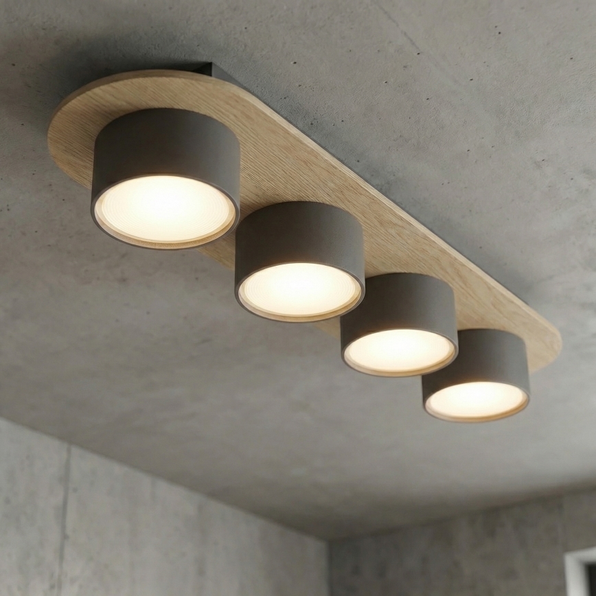 Plafondlamp DIAZ 4xGX53/12W/230V zwart/bruin
