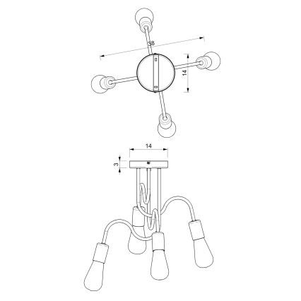 Plafondlamp DOW 4xE27/60W/230V