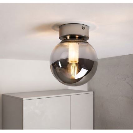 Plafondlamp ELIAS 1xE14/5W/230V Ø 13 cm mat chroom/rookgrijs