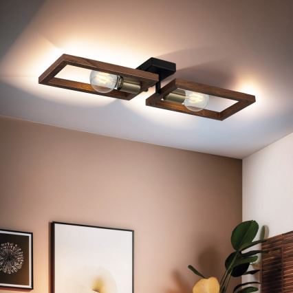 Plafondlamp ERA 2xE27/40W/230V bruin