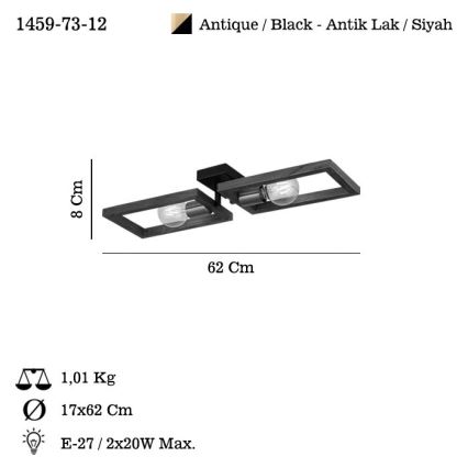Plafondlamp ERA 2xE27/40W/230V bruin