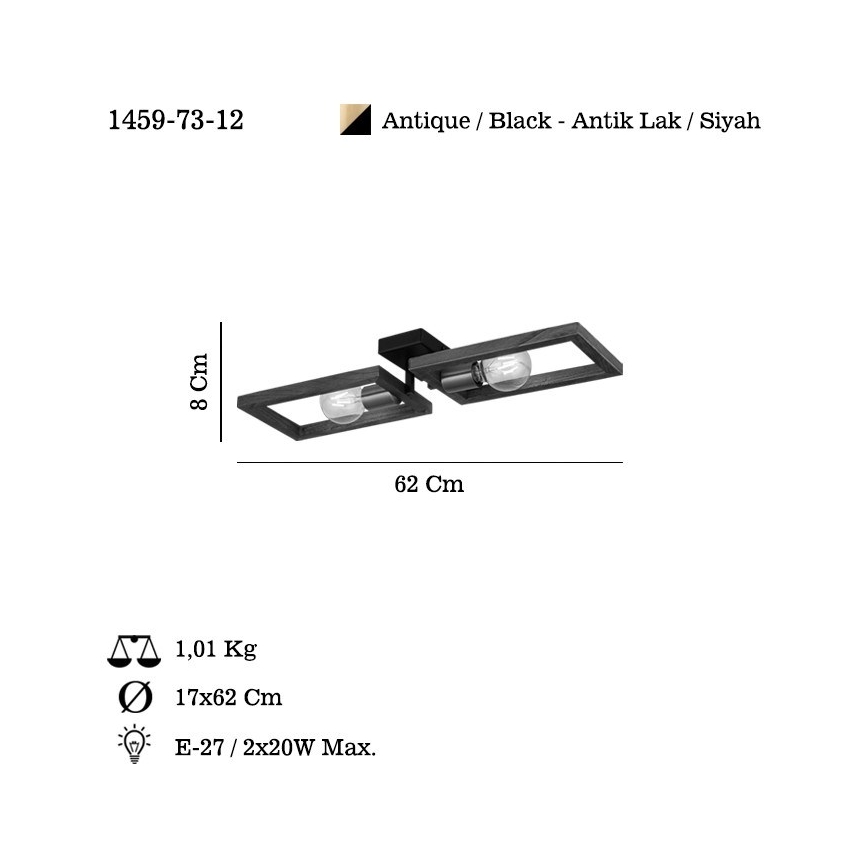 Plafondlamp ERA 2xE27/40W/230V bruin