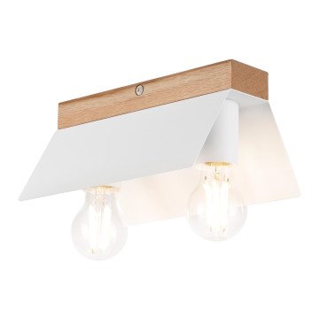 Plafondlamp ESME 2xE27/15W/230V wit/eiken